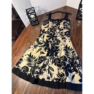R & K Originals Black & Tan‎ Floral Dress Women's Sz 18 Sleeveless Fit & Flare
